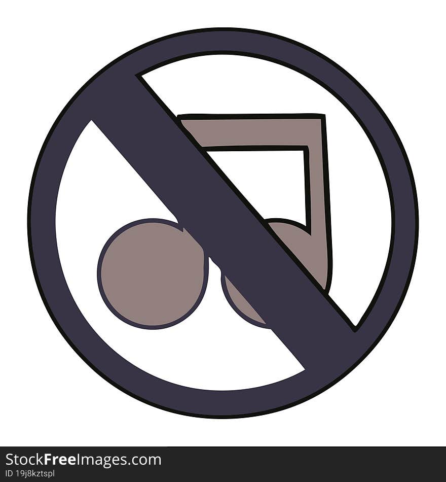 cute cartoon no music allowed sign