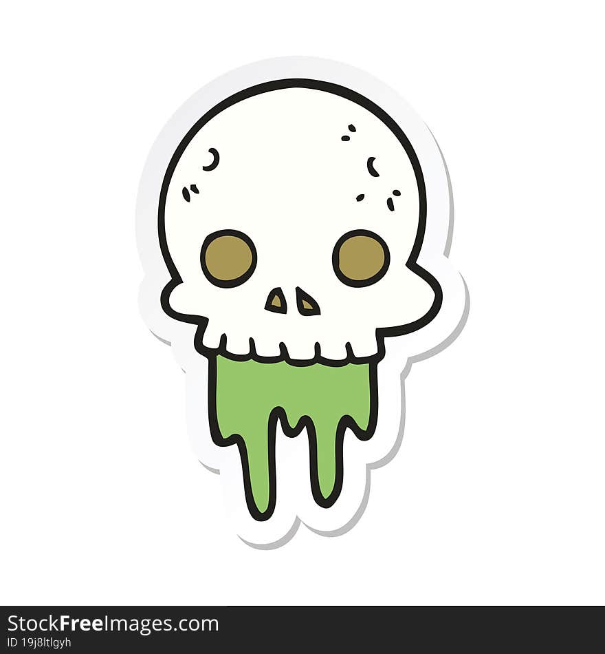 sticker of a cartoon spooky halloween skull