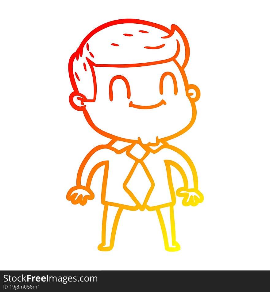 Warm Gradient Line Drawing Cartoon Friendly Man