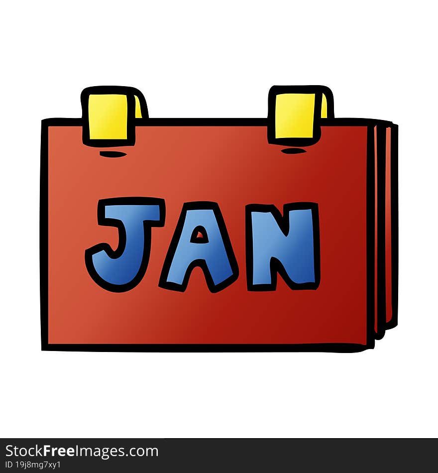 gradient cartoon doodle of a calendar with jan