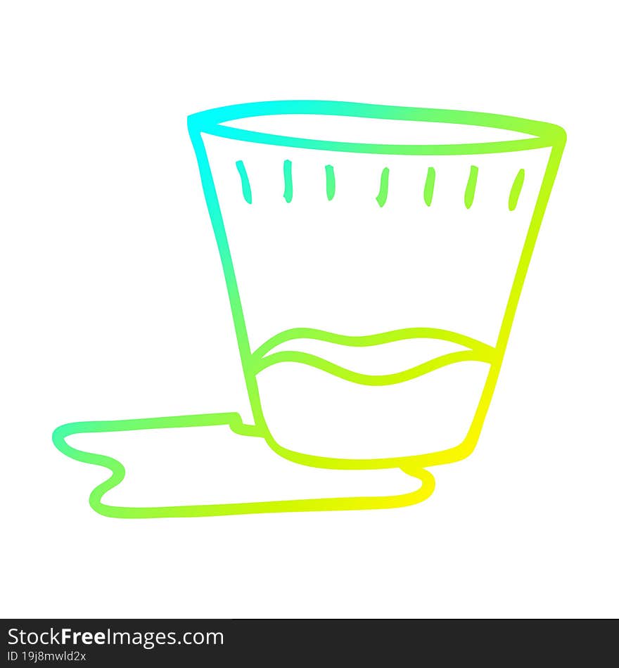 cold gradient line drawing cartoon spilt drink