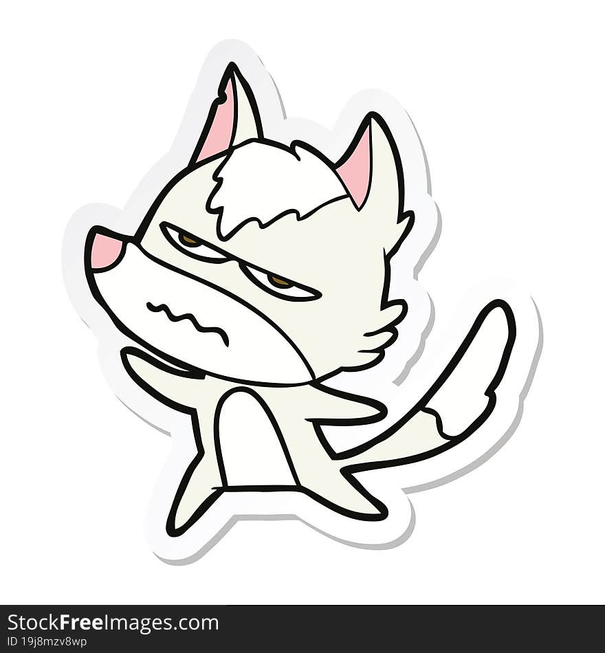 sticker of a cartoon annoyed wolf