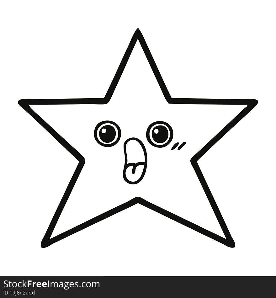 line drawing cartoon gold star