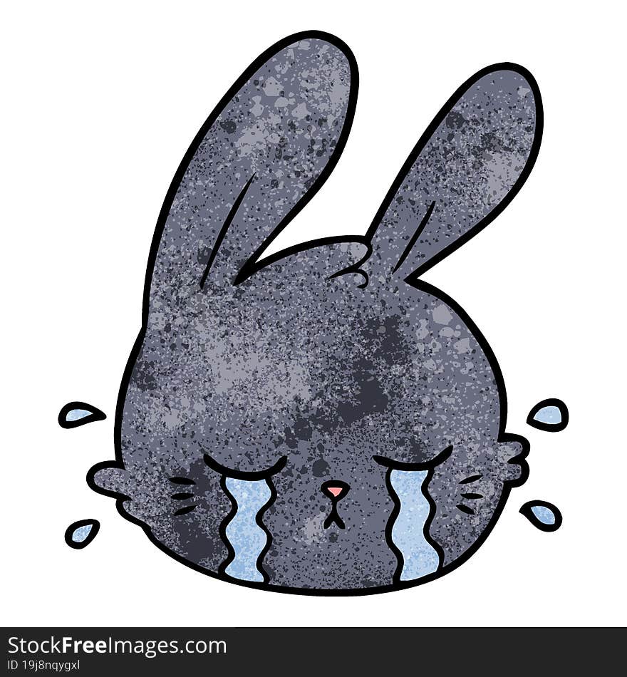 cartoon rabbit face crying. cartoon rabbit face crying