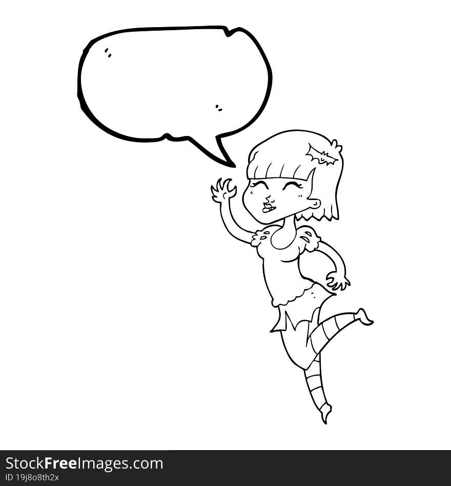 freehand drawn speech bubble cartoon vampire girl