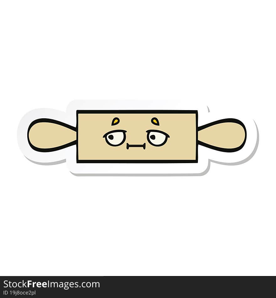 sticker of a cute cartoon rolling pin