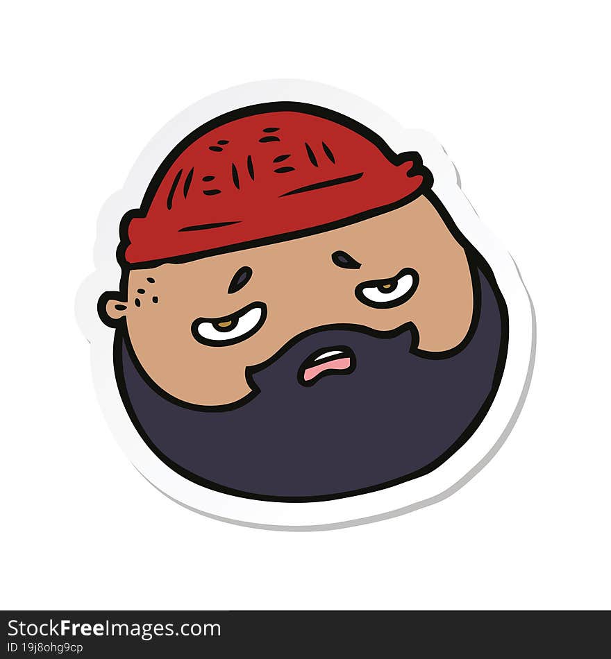 sticker of a cartoon male face with beard