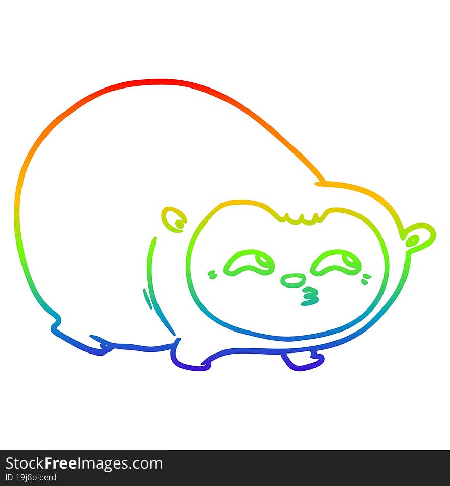 Rainbow Gradient Line Drawing Cartoon Wombat