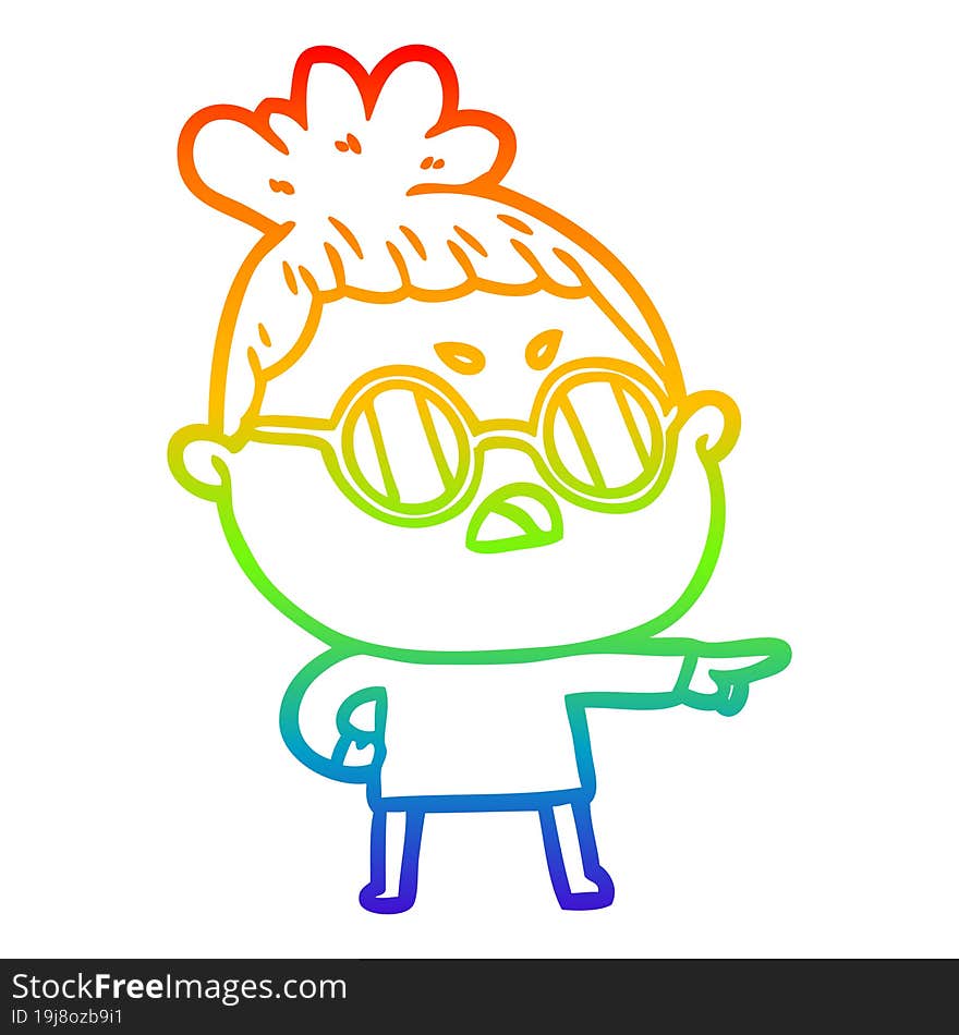 rainbow gradient line drawing cartoon annoyed woman