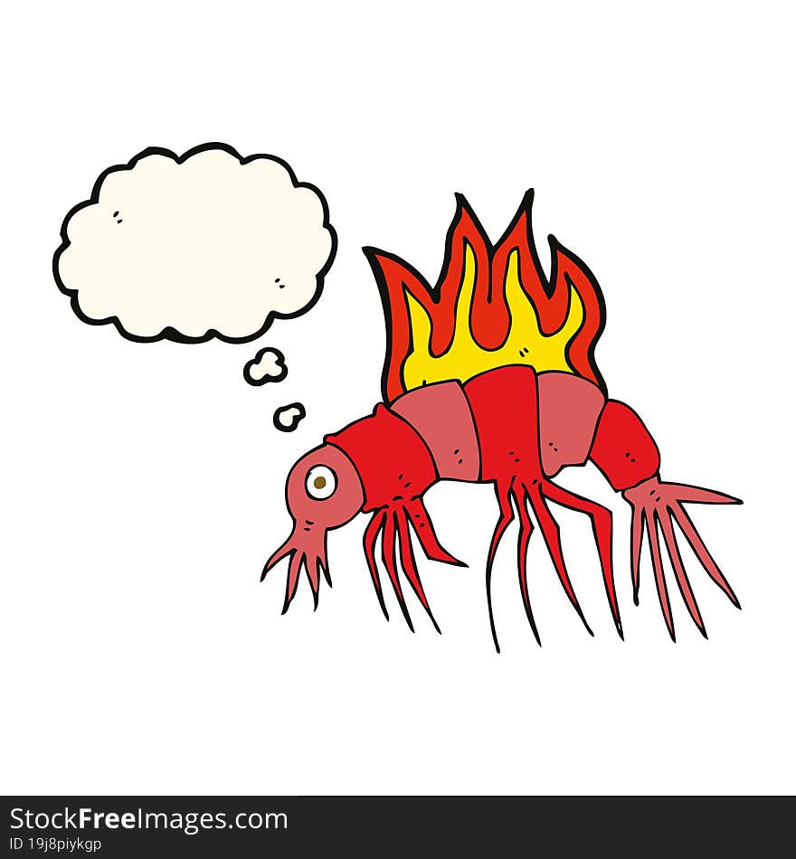 Cartoon Hot Shrimp With Thought Bubble