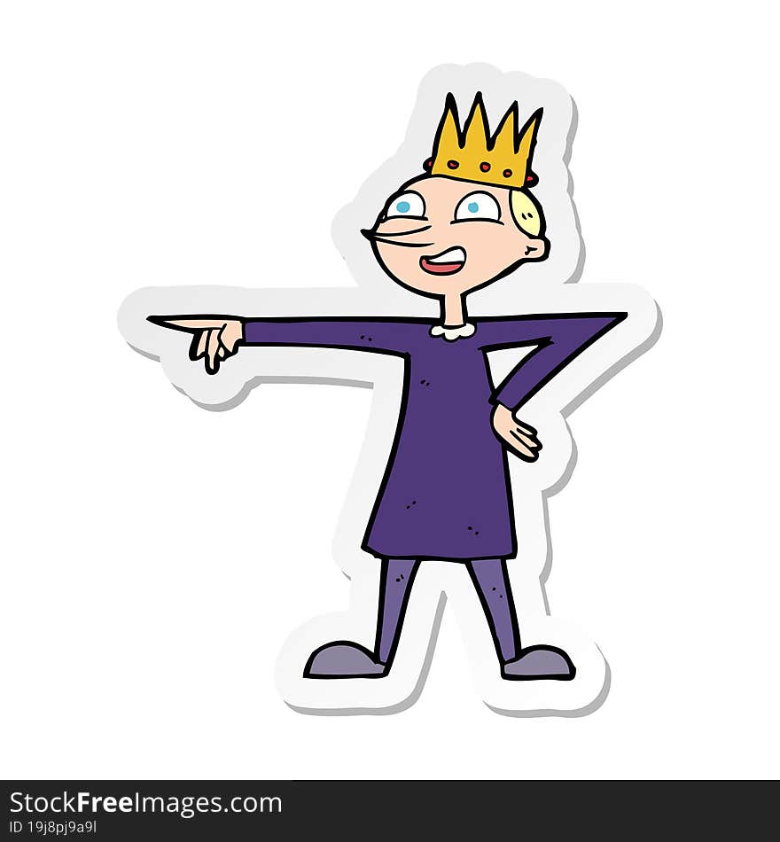 sticker of a cartoon pointing prince