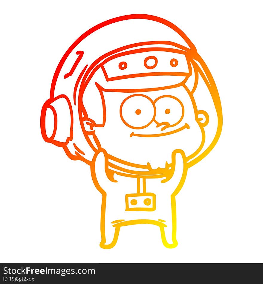 warm gradient line drawing of a happy astronaut cartoon