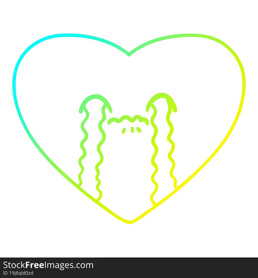 cold gradient line drawing cartoon love sick heart