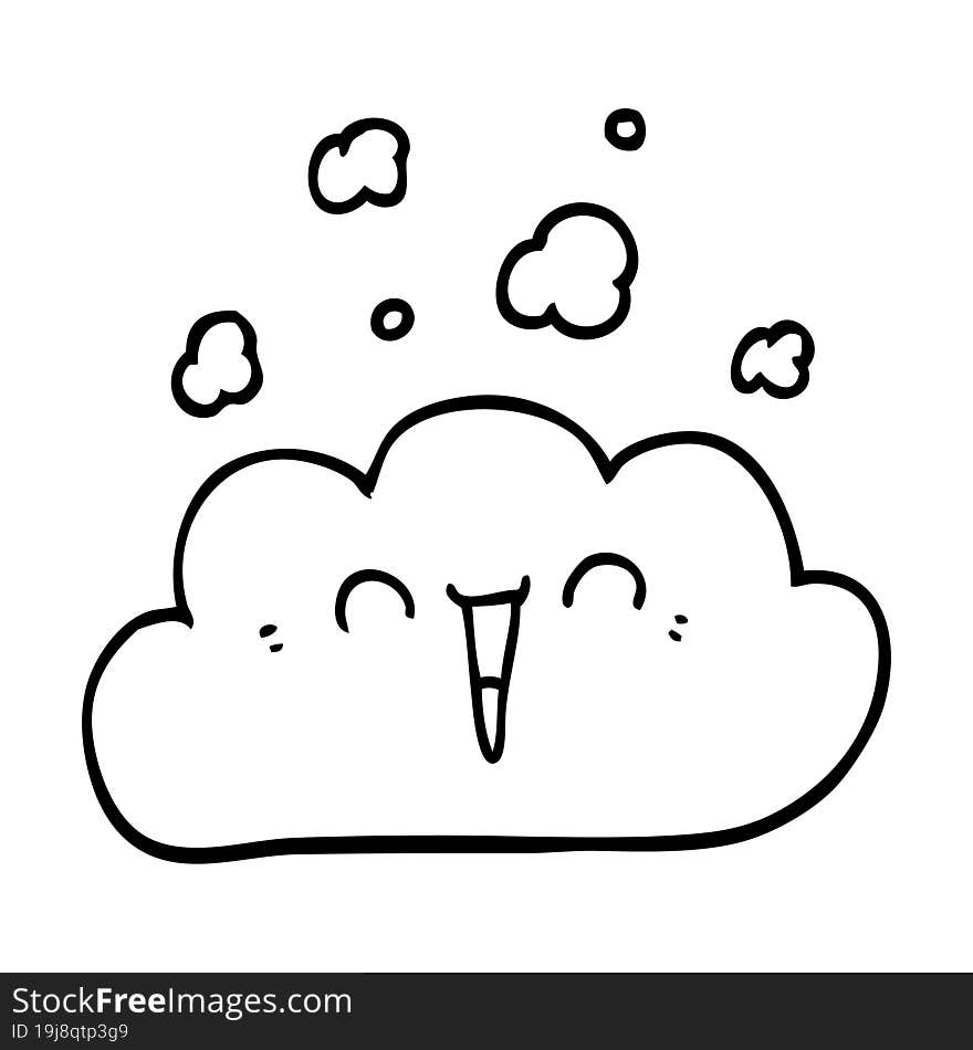 line drawing cartoon happy cloud