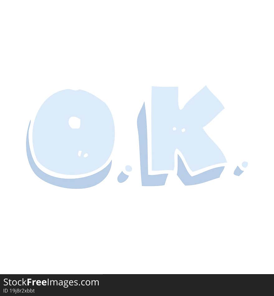 Flat Color Illustration Of A Cartoon Word OK