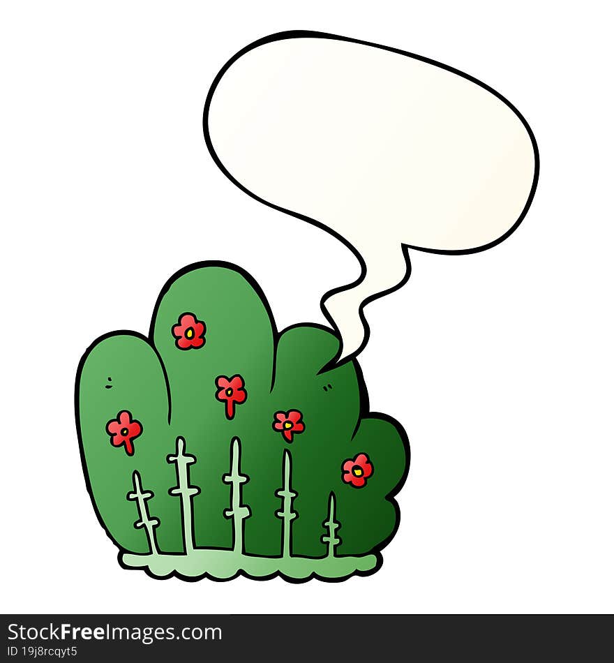 cartoon hedge and speech bubble in smooth gradient style