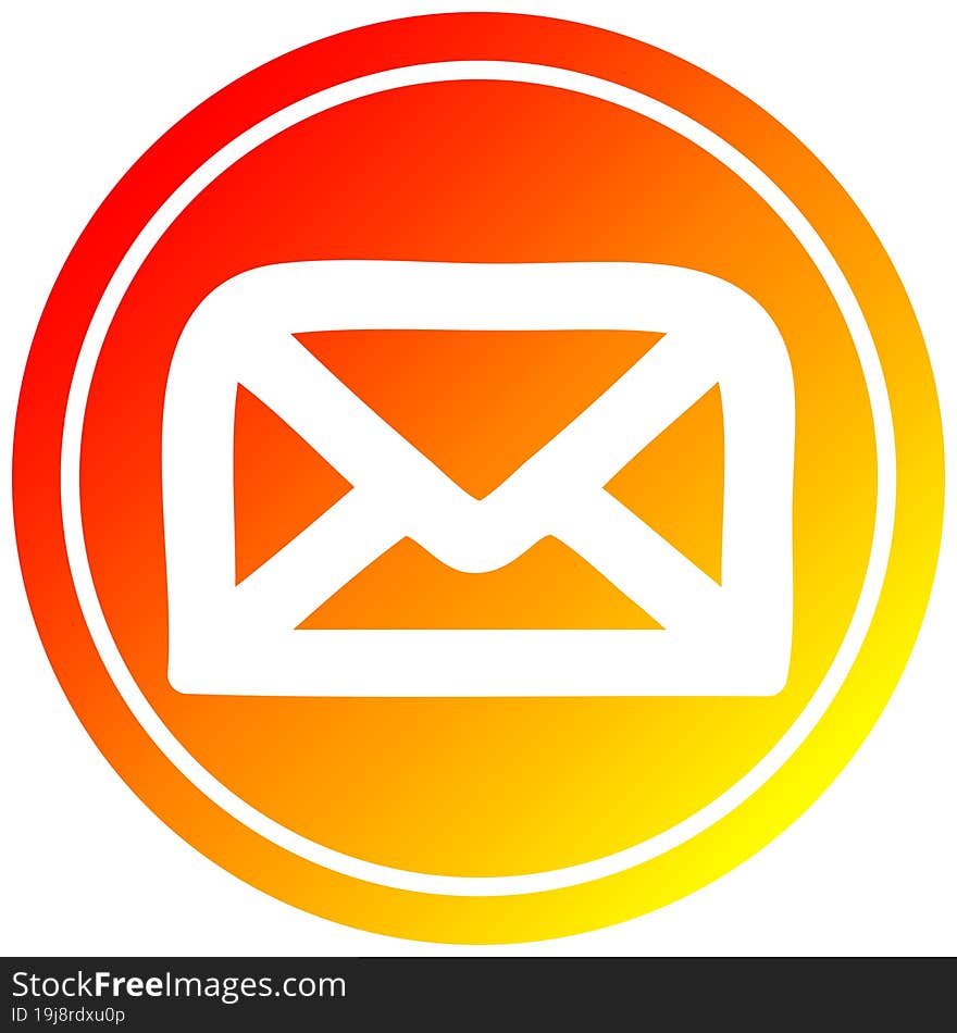 envelope letter circular icon with warm gradient finish. envelope letter circular icon with warm gradient finish