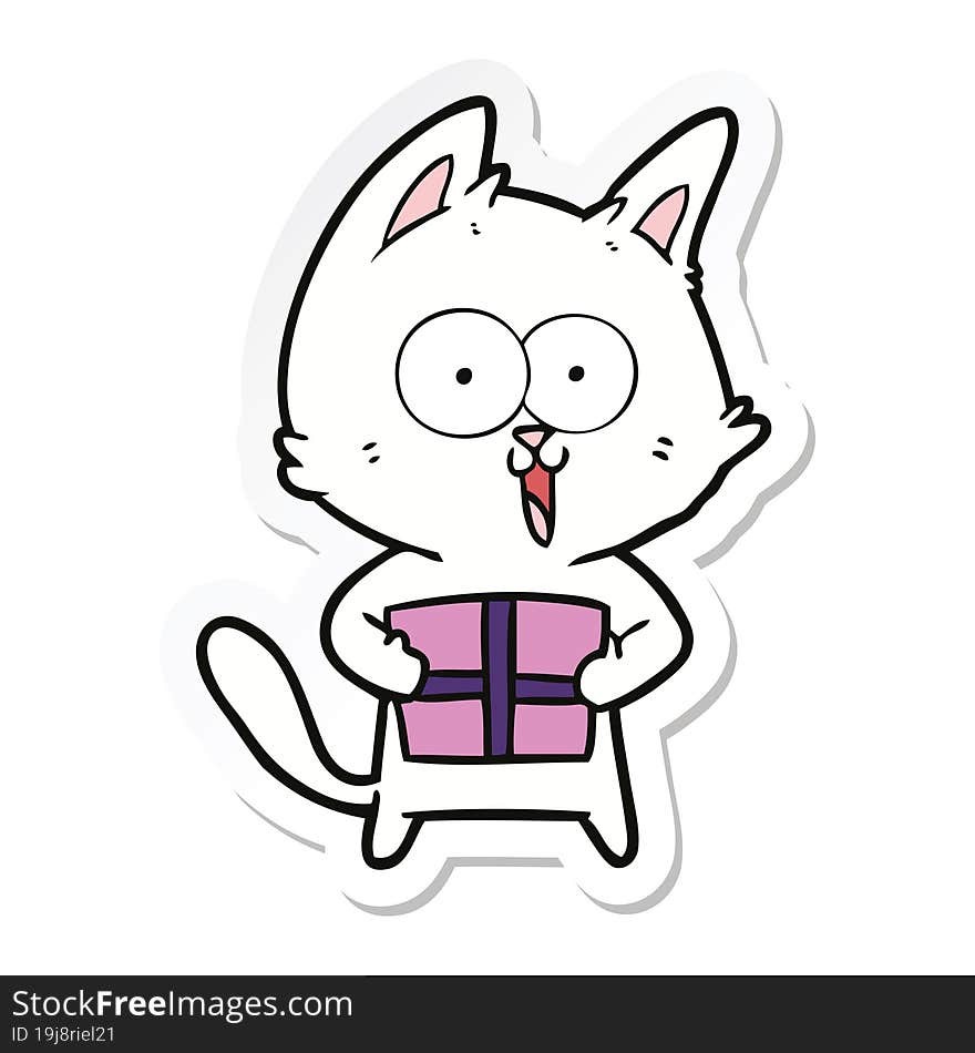 sticker of a funny cartoon cat