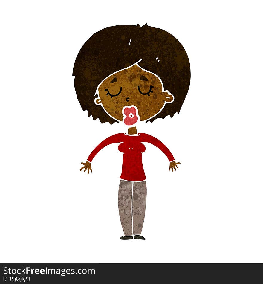 Cartoon Woman With Closed Eyes