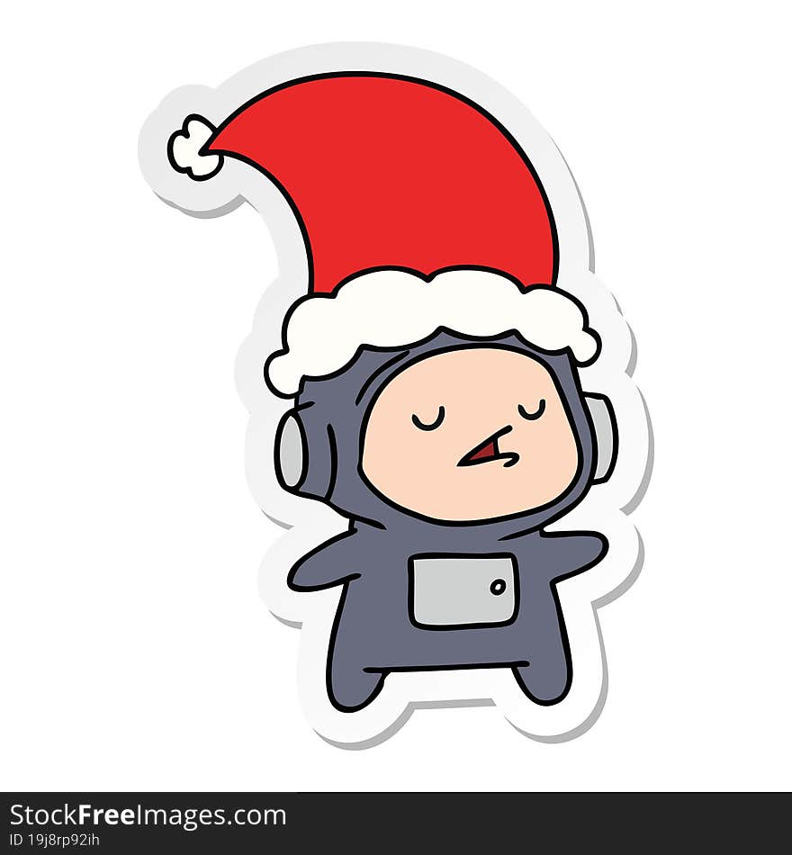 christmas sticker cartoon of kawaii astronaut