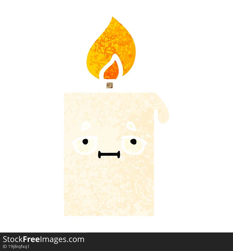 Retro Illustration Style Cartoon Lit Candle