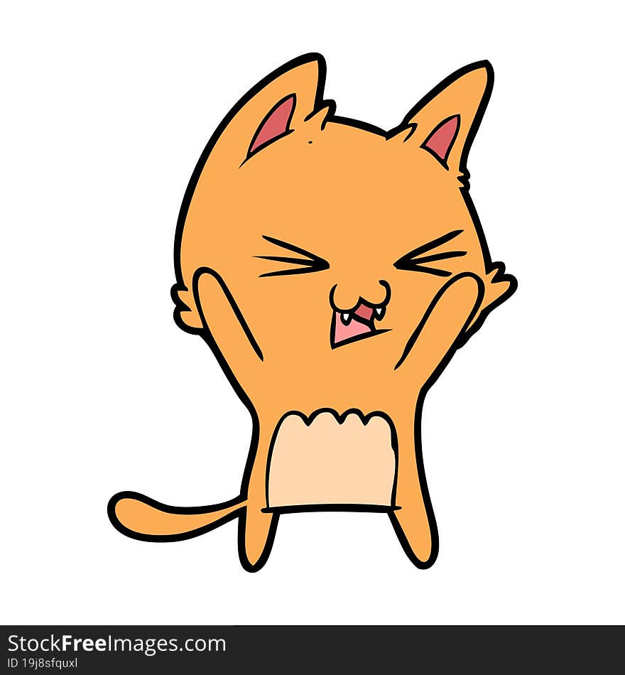 cartoon cat hissing. cartoon cat hissing