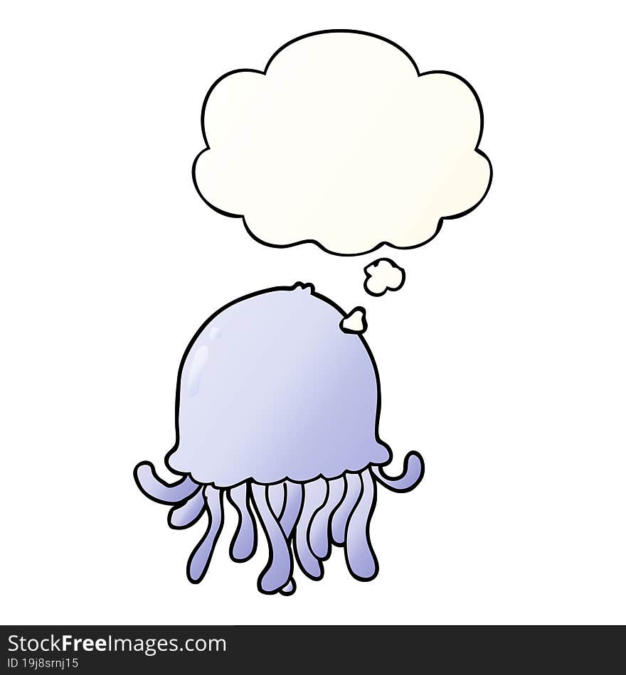 cartoon jellyfish and thought bubble in smooth gradient style