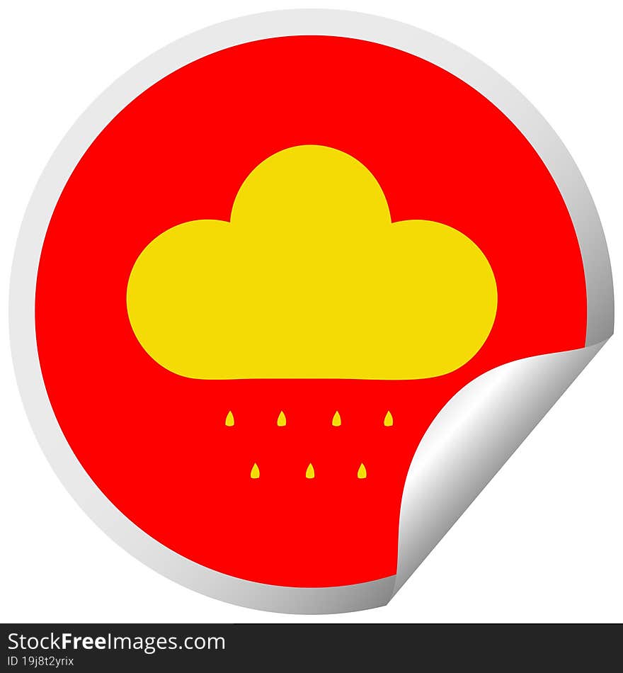 circular peeling sticker cartoon rain cloud