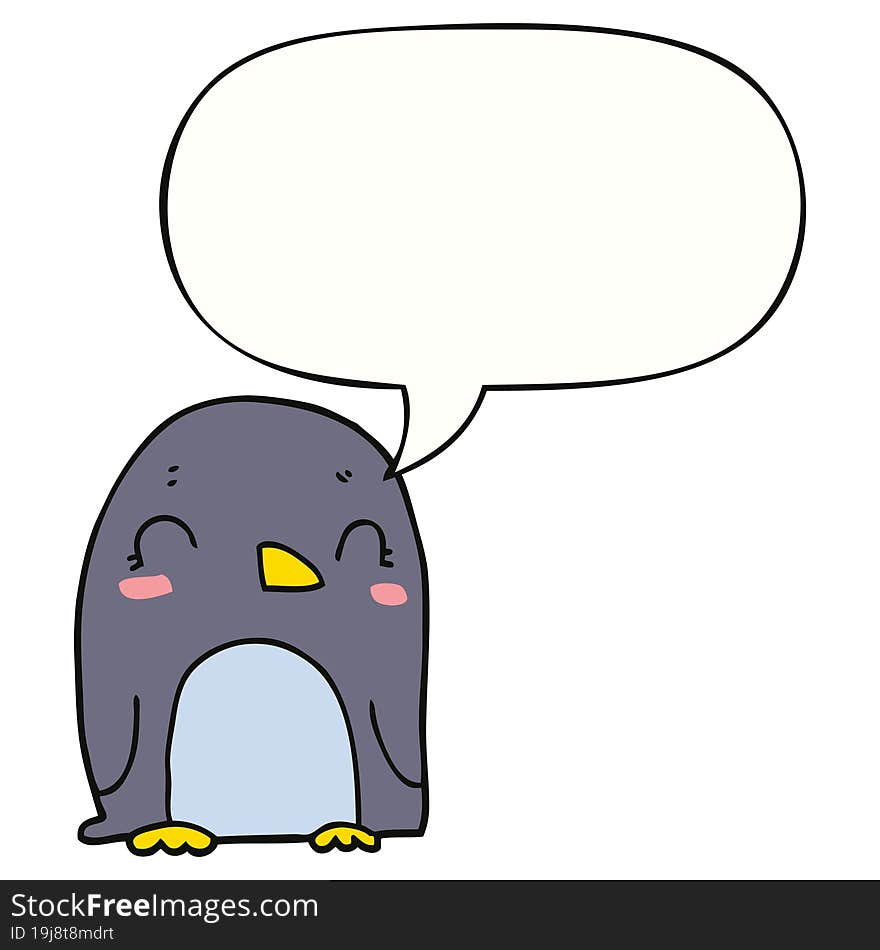 cartoon penguin with speech bubble. cartoon penguin with speech bubble