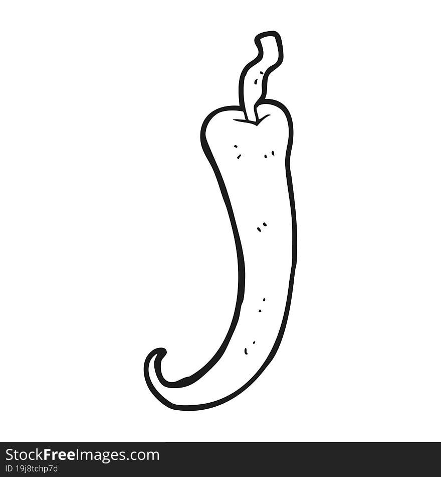 black and white cartoon chilli pepper