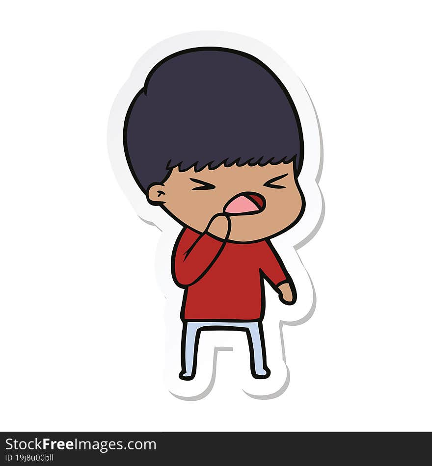 Sticker Of A Cartoon Stressed Man