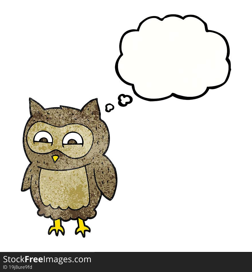 thought bubble textured cartoon owl