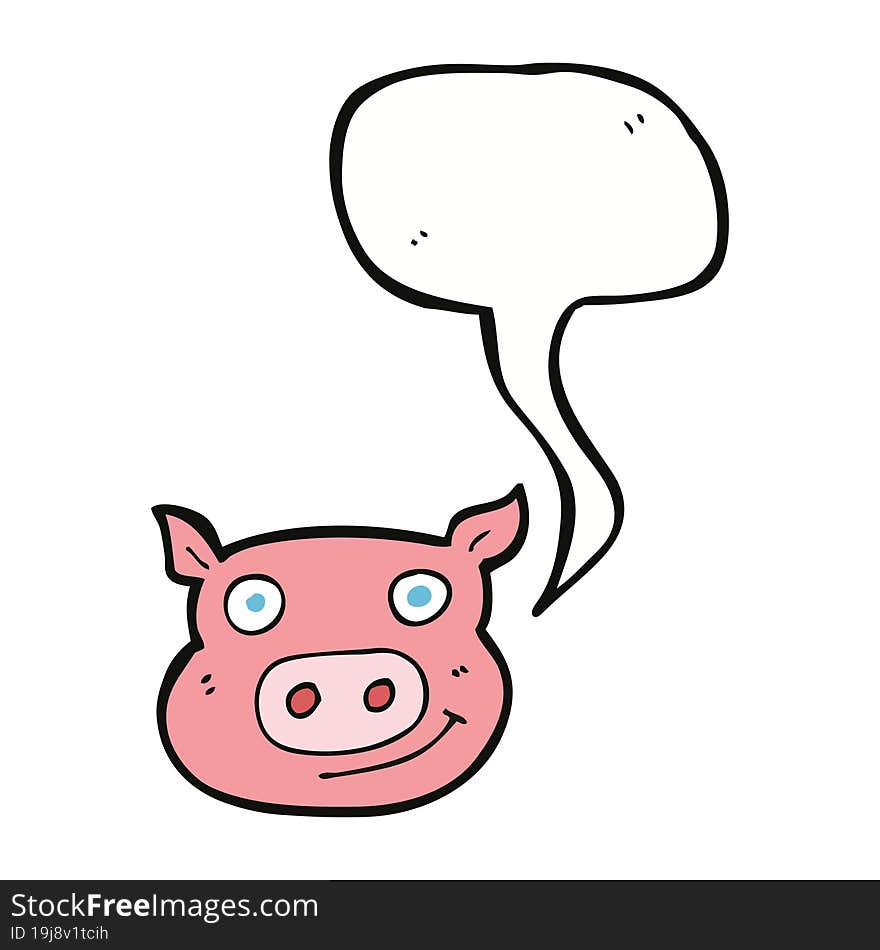 cartoon pig face with speech bubble