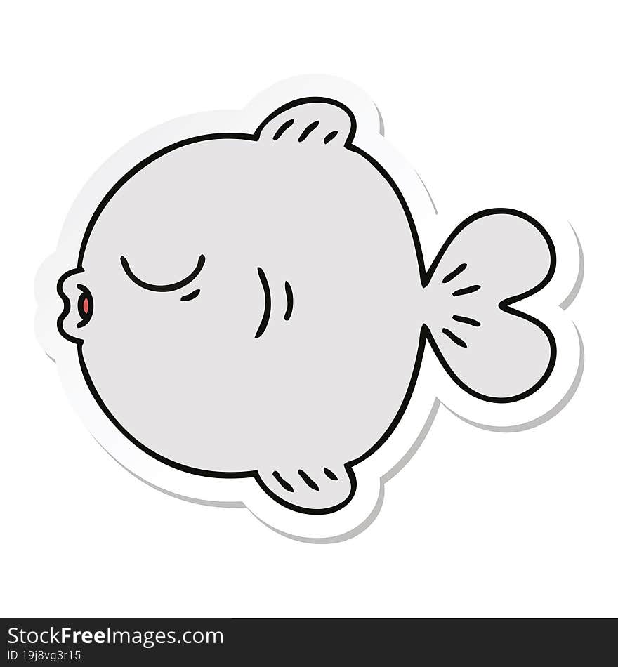 sticker of a quirky hand drawn cartoon fish