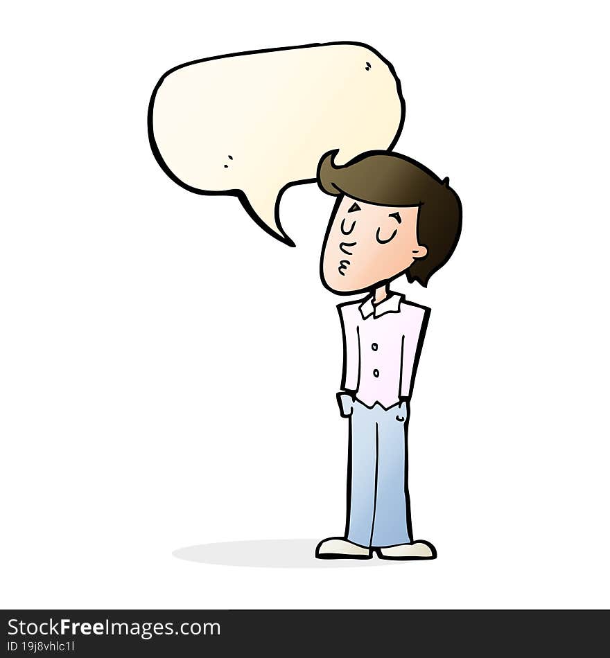 cartoon calm man with speech bubble