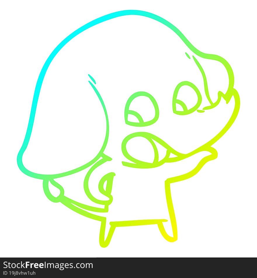 Cold Gradient Line Drawing Cute Cartoon Elephant