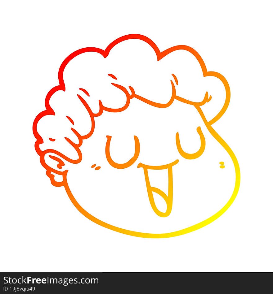 warm gradient line drawing cartoon male face