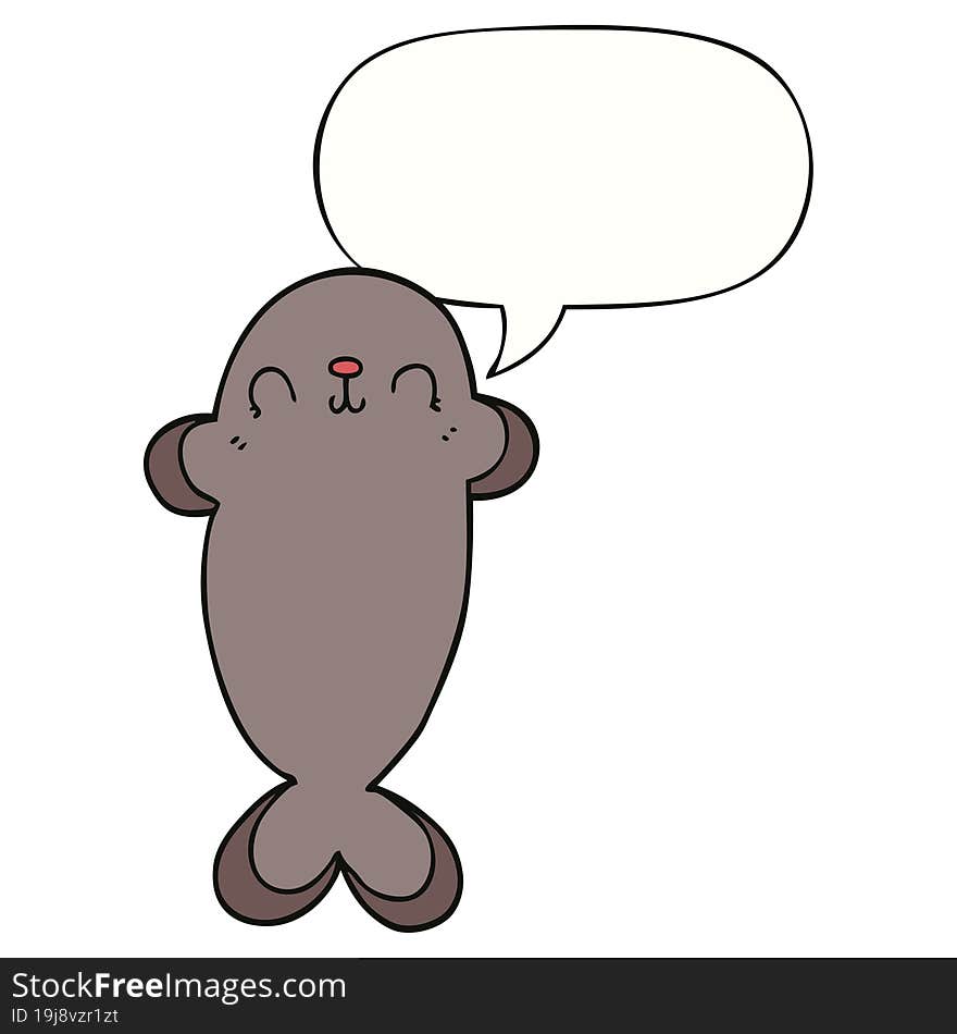 cartoon seal and speech bubble