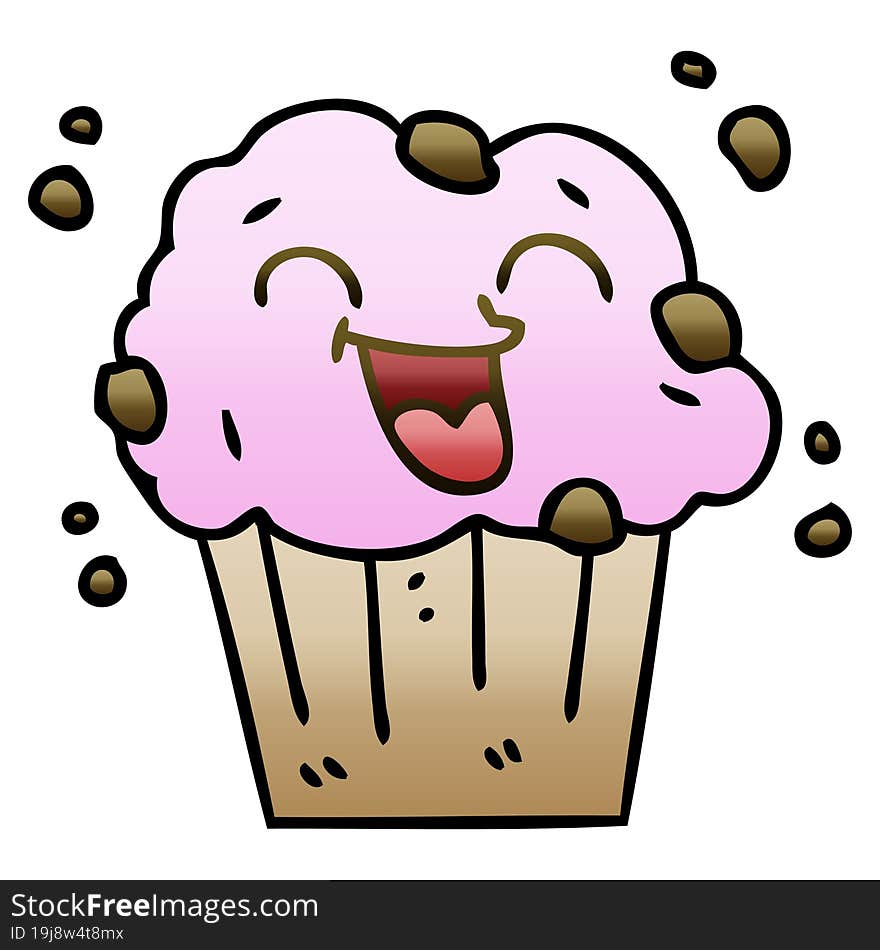 quirky gradient shaded cartoon happy muffin