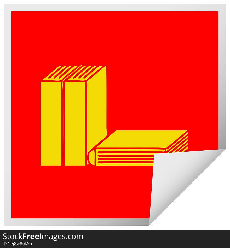 Square Peeling Sticker Cartoon Of Books