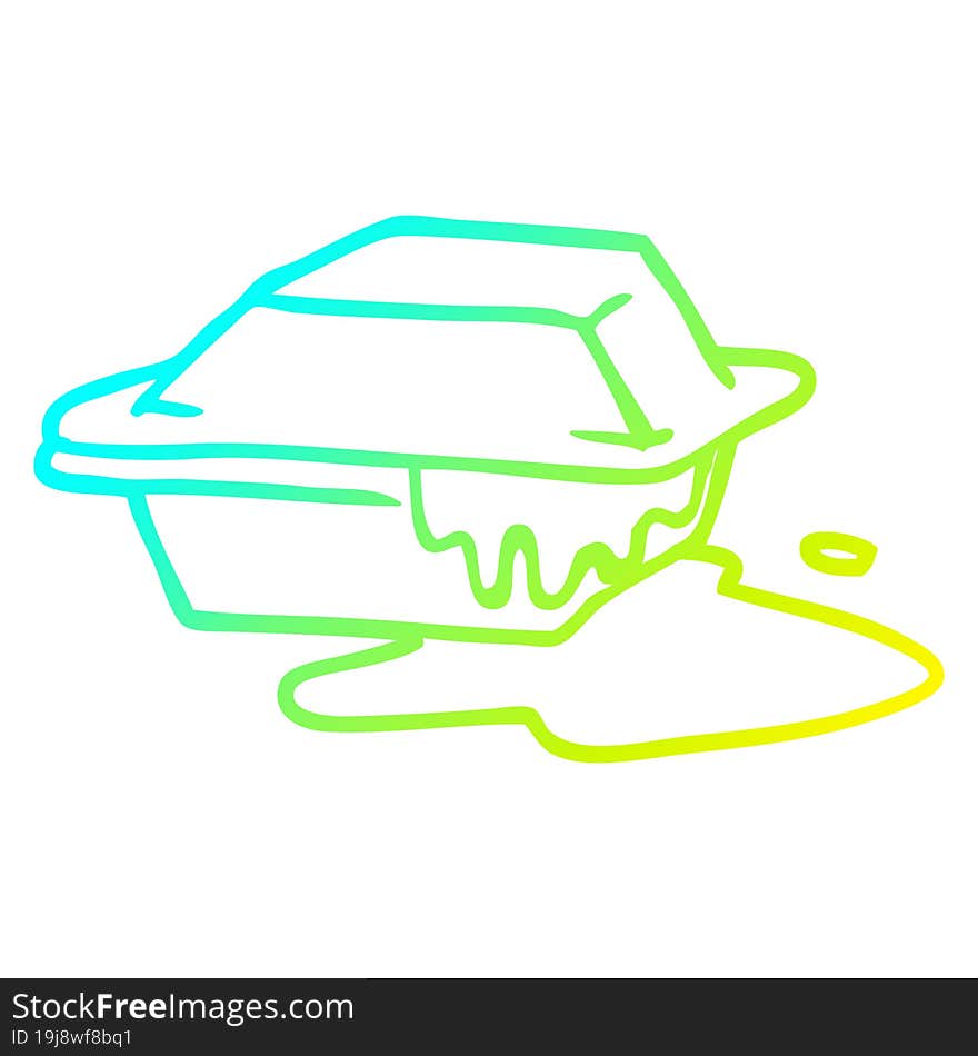 cold gradient line drawing of a cartoon cheesy takeout