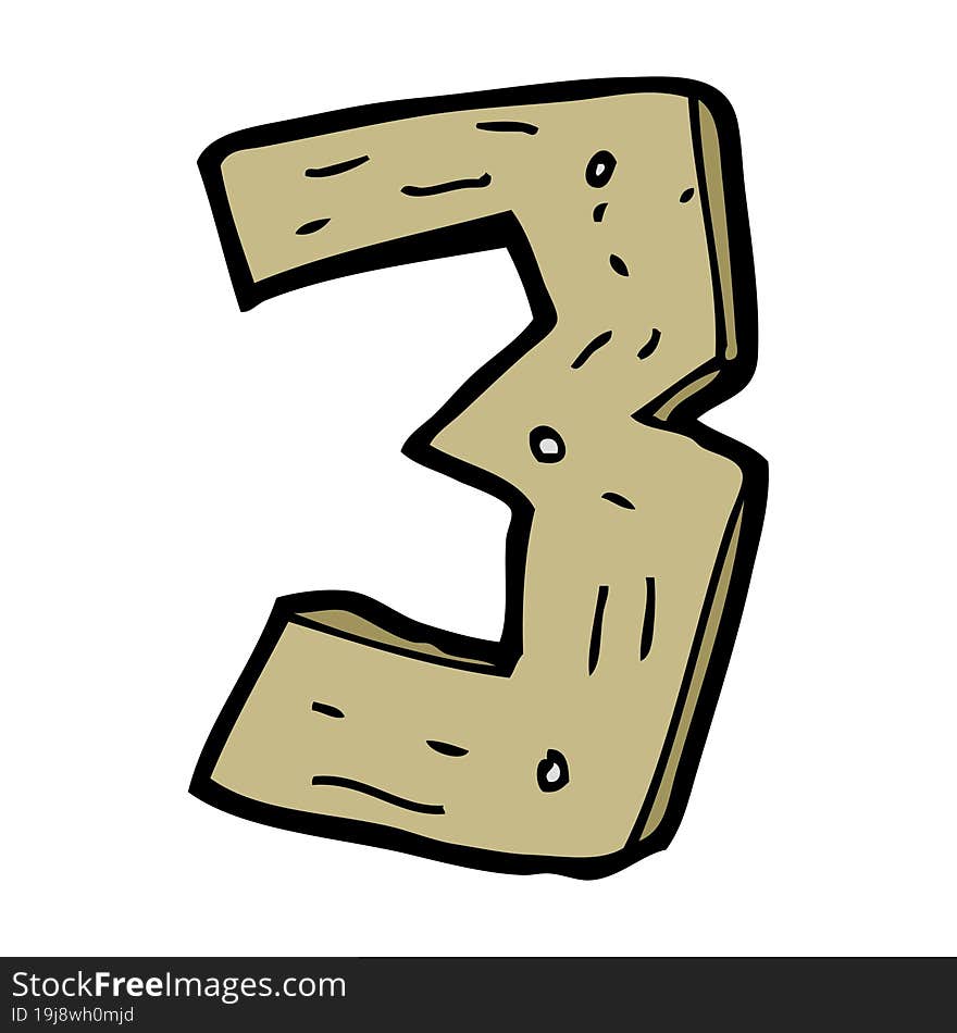 cartoon wooden number