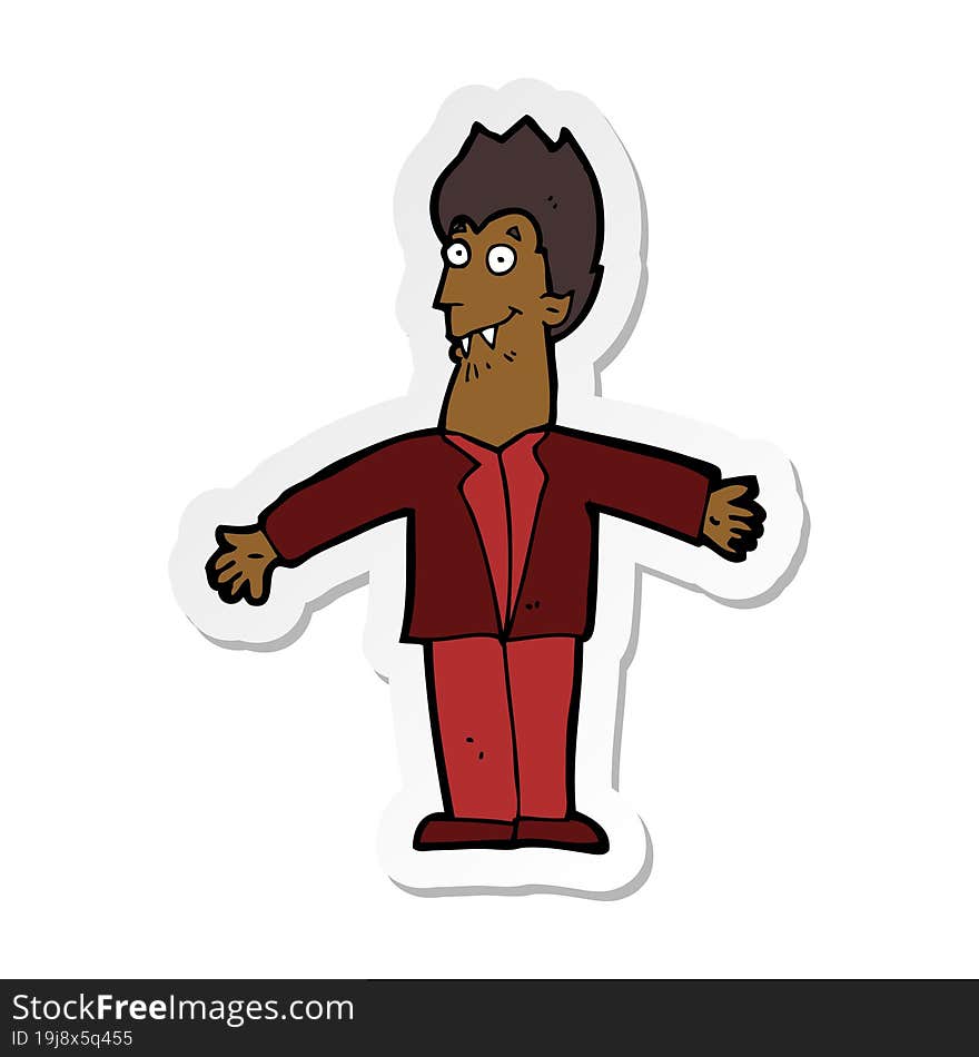 sticker of a cartoon vampire man