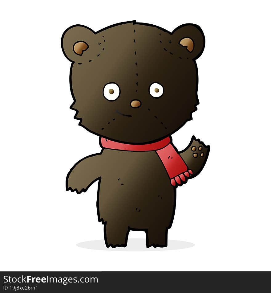 Cartoon Black Bear Waving