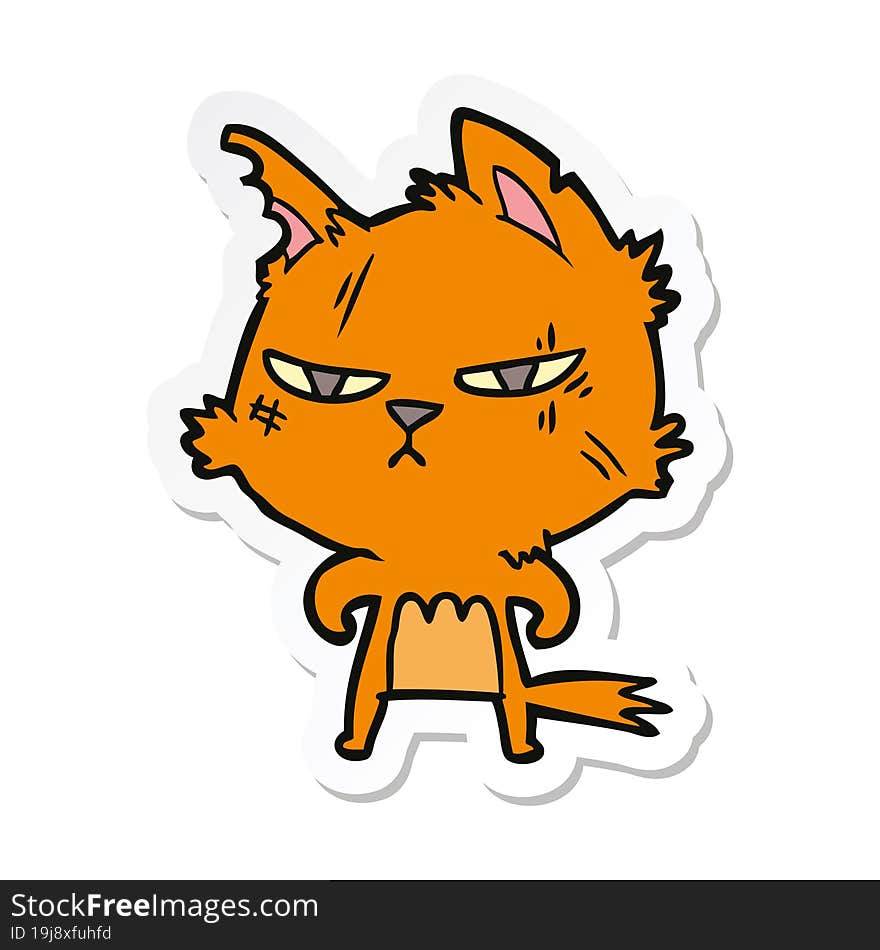 sticker of a tough cartoon cat