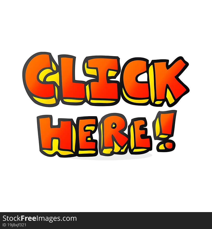 cartoon click here word symbol