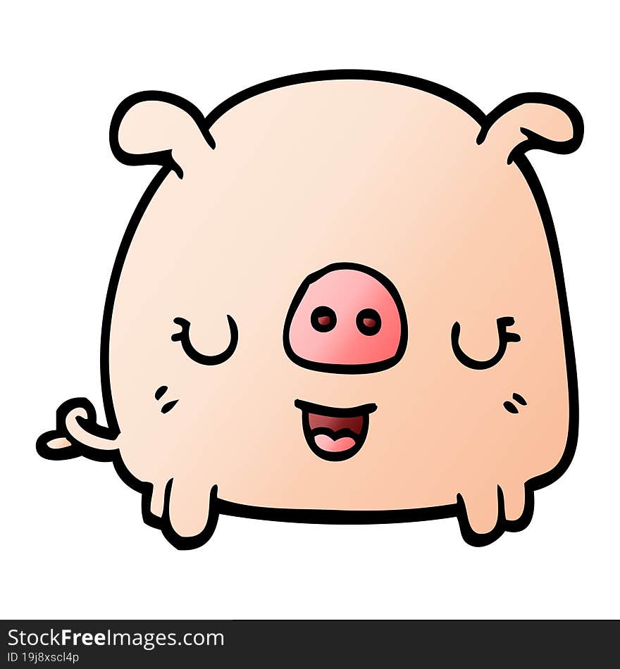 vector gradient illustration cartoon pig