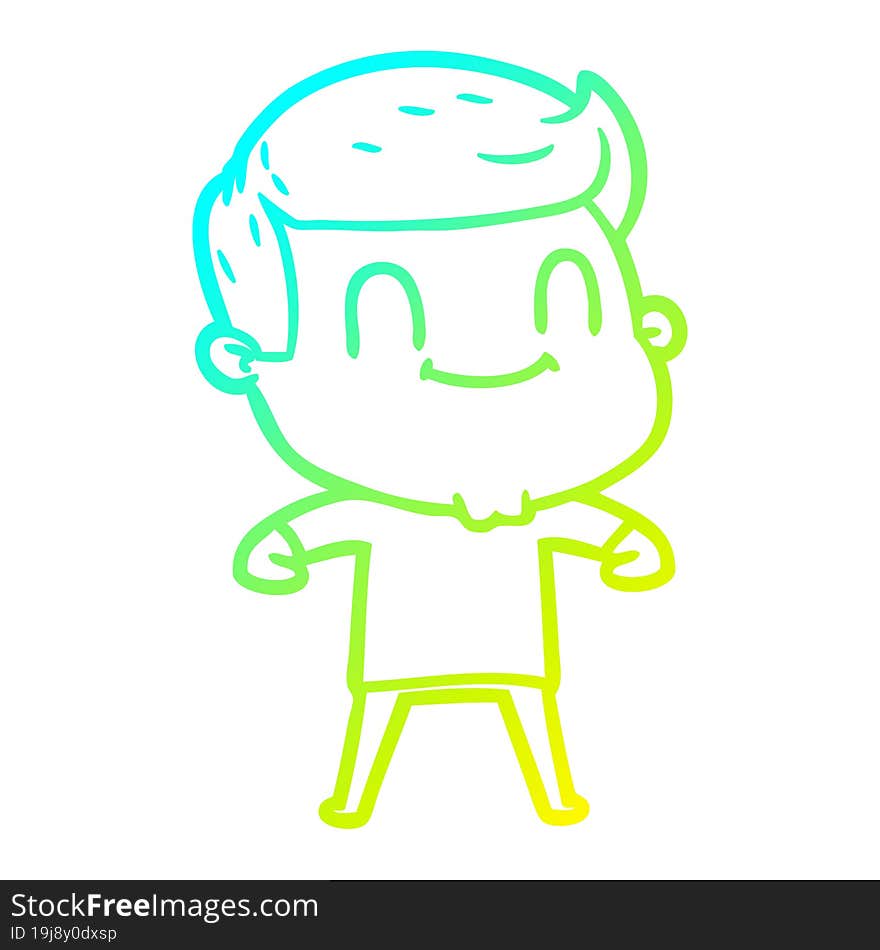 cold gradient line drawing cartoon friendly man