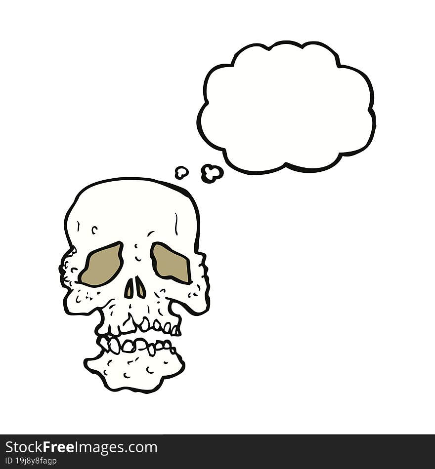 cartoon skull with thought bubble