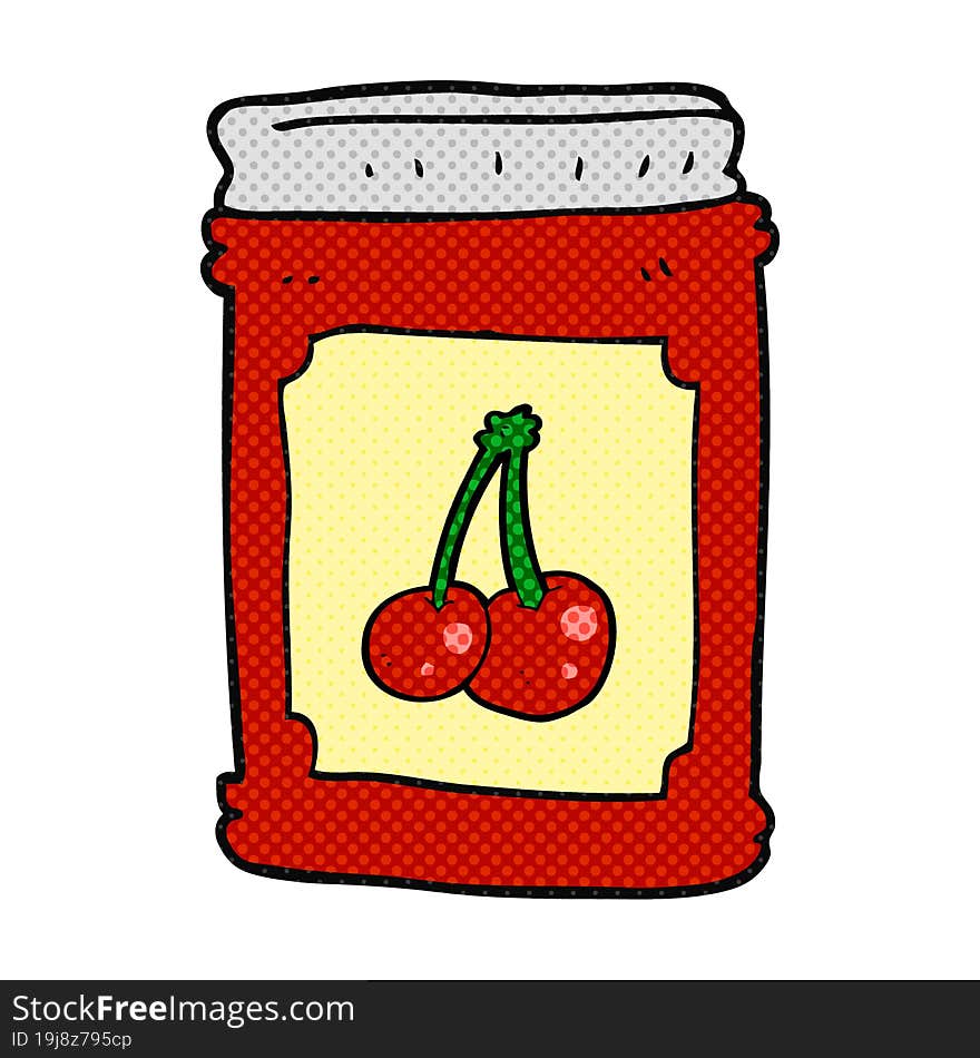 cartoon cherry jam jar